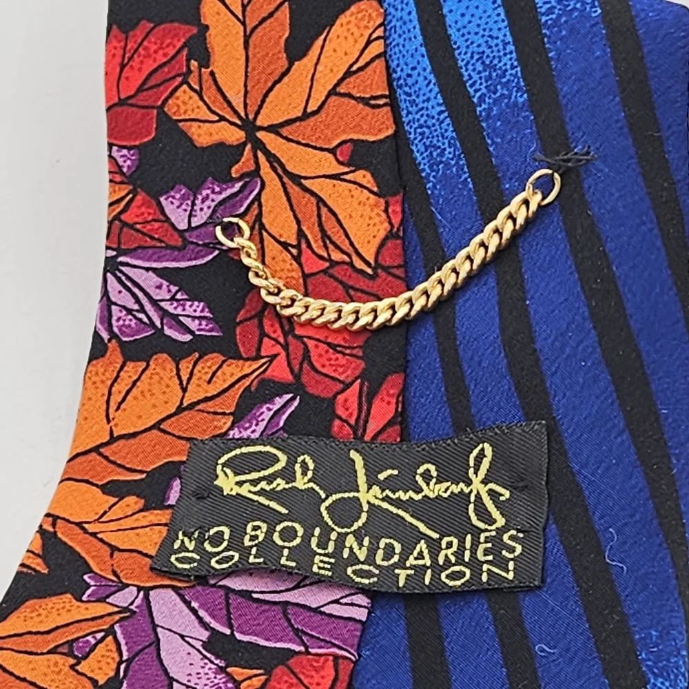 Rare Rush Limbaaug + no boundaries Blue Autumn Leaves Silk Tie